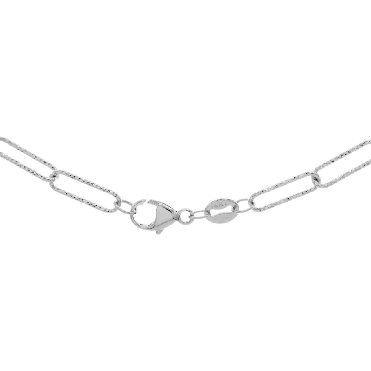 14K White Gold Paperclip Necklace - Image 2