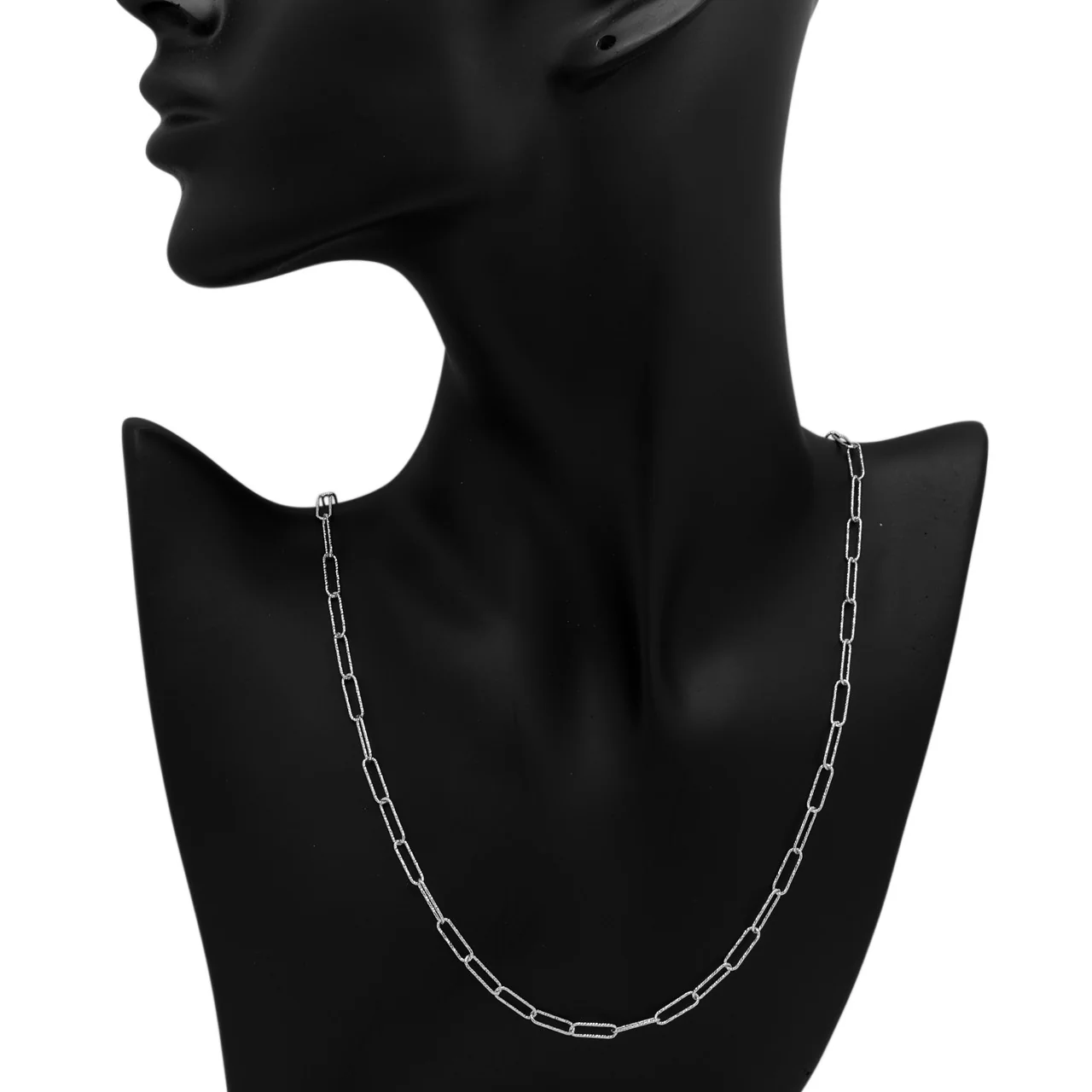14K White Gold Paperclip Necklace - Image 3