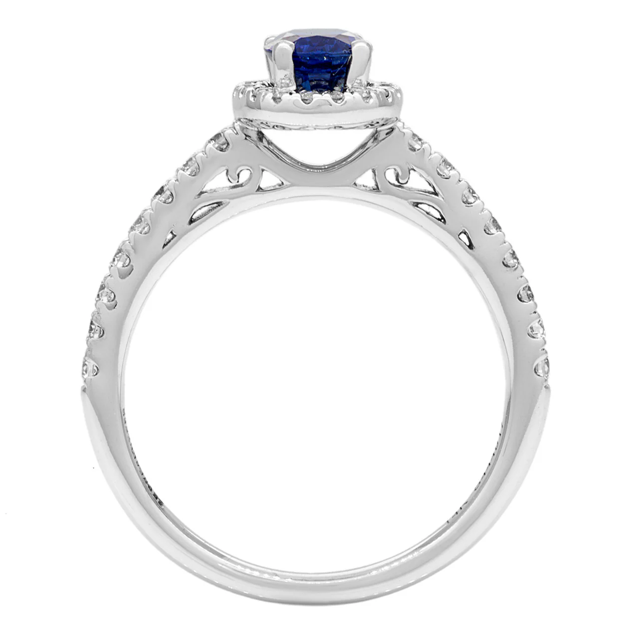 14K White Gold Sapphire Diamond Ring - Image 3