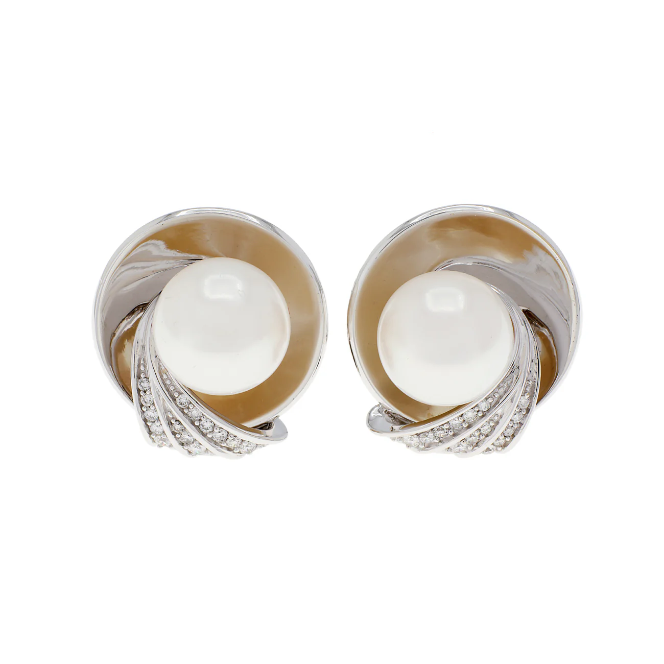 14K White Gold South Sea Pearl Earrings