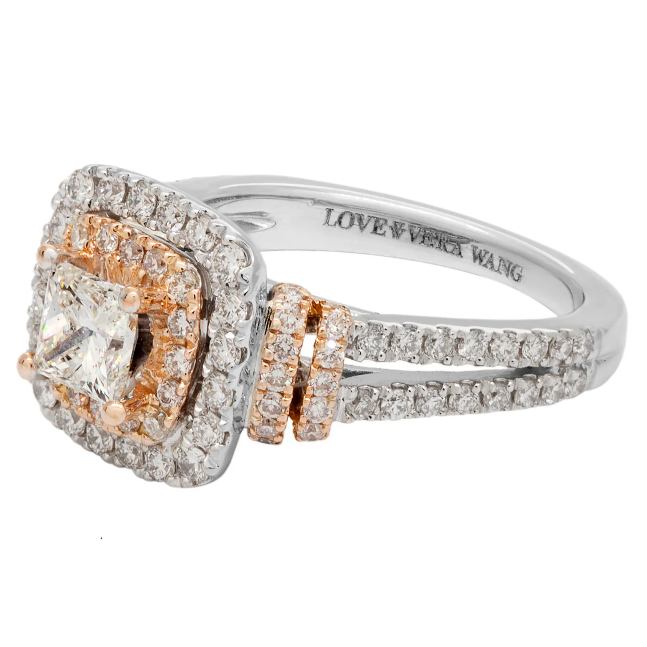 14K White Gold Vera Wang Princess Cut Diamond Ring - Image 2
