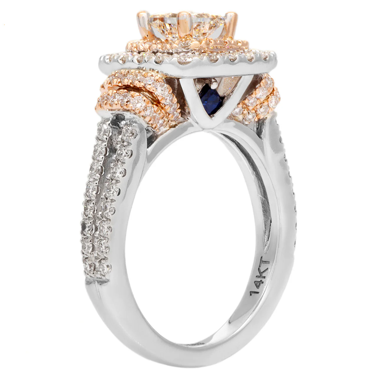 14K White Gold Vera Wang Princess Cut Diamond Ring - Image 3