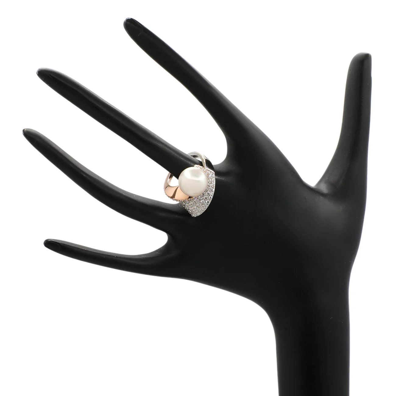 14K White & Rose Gold Spiral South Sea Pearl Ring - Image 3