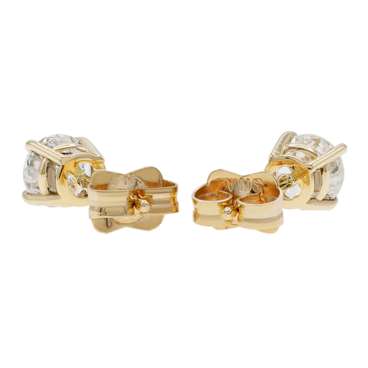 14K Yellow Gold 0.78 Carat Diamond Stud Earrings - Image 2