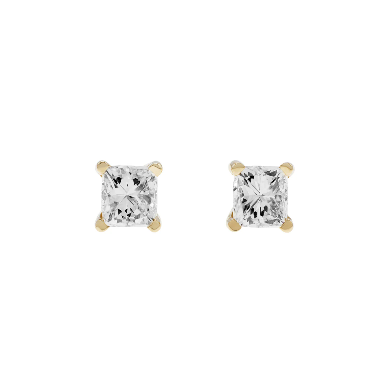 14K Yellow Gold 0.96 Carat Diamond Stud Earrings