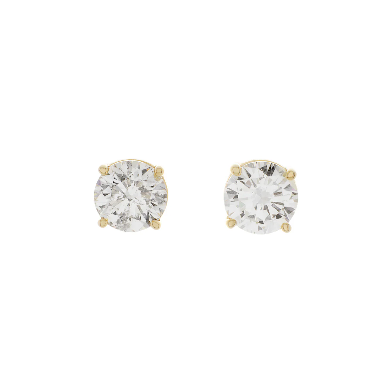 14K Yellow Gold 1.35 Carat Diamond Stud Earrings