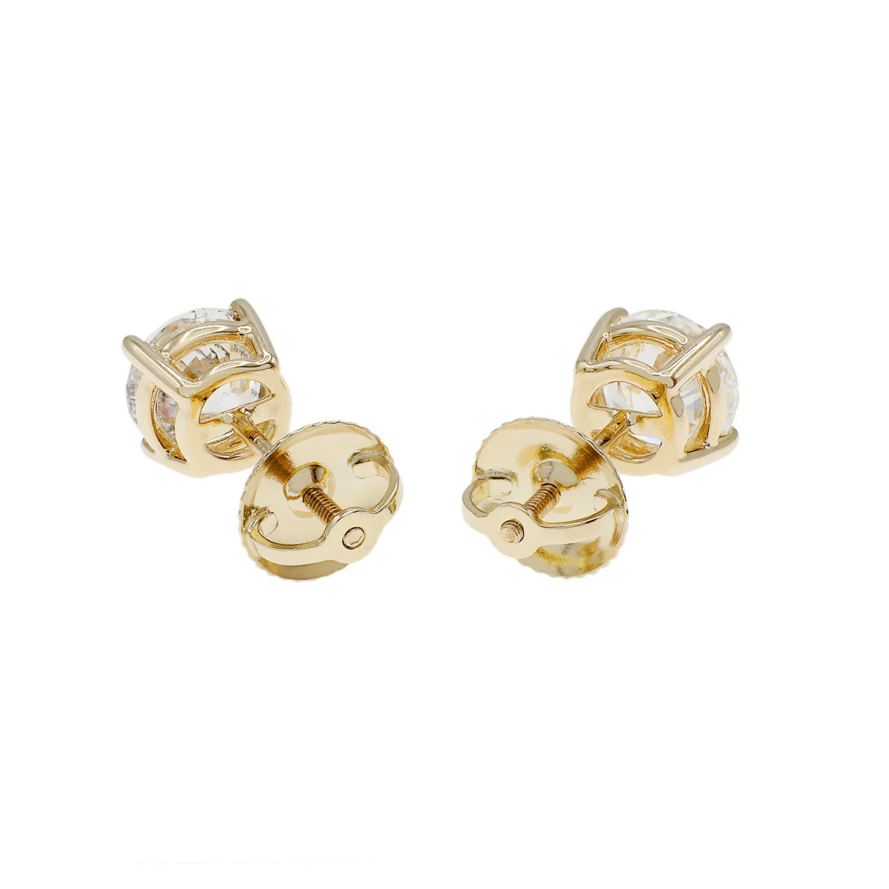 14K Yellow Gold 1.35 Carat Diamond Stud Earrings - Image 2