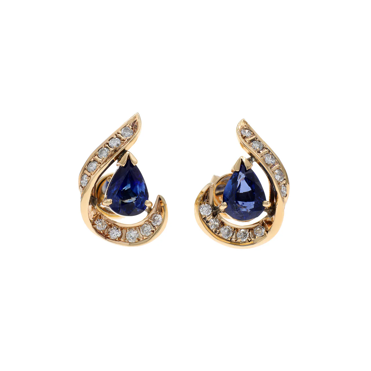 14K Yellow Gold 1.36 Carat Sapphire Earrings