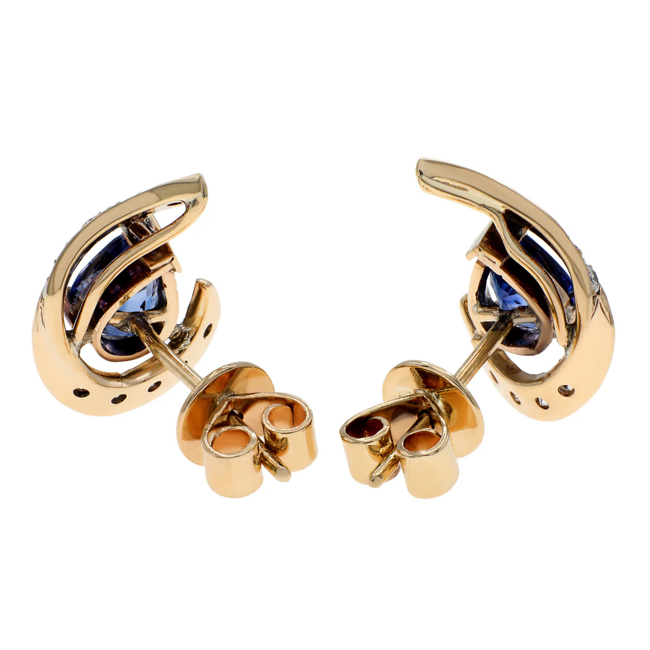 14K Yellow Gold 1.36 Carat Sapphire Earrings - Image 2