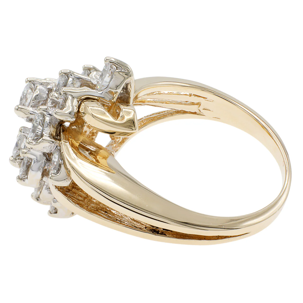 14K Yellow Gold 1.73 Carat Diamond Cluster Ring - Image 2