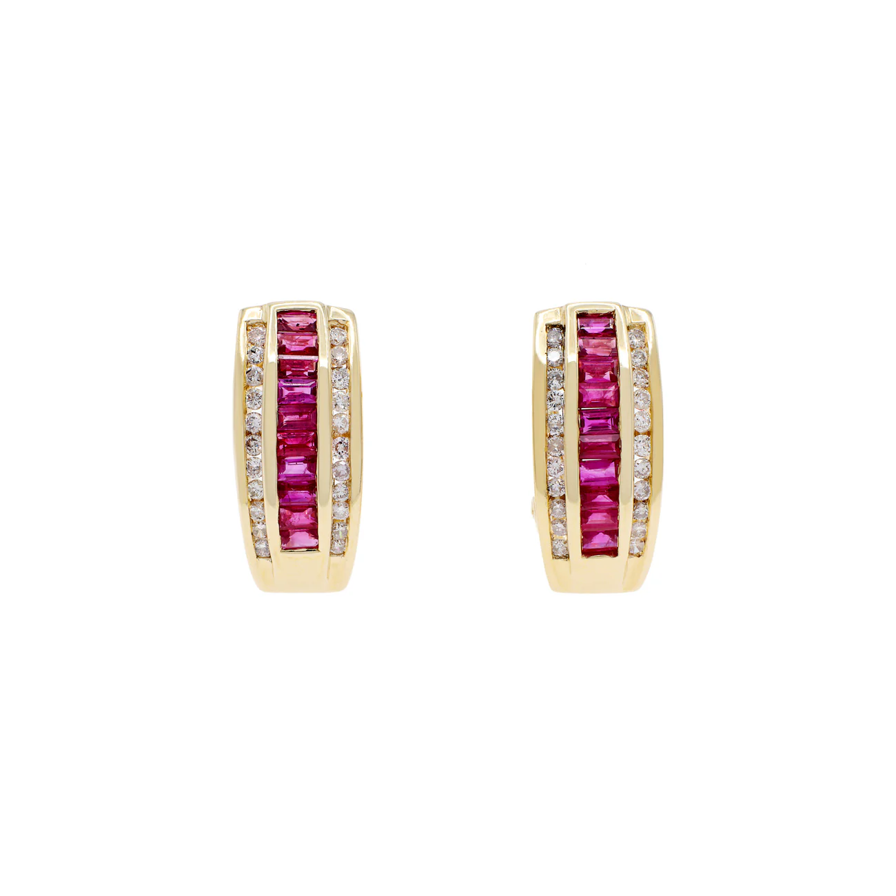14K Yellow Gold 1.88 Carat Ruby & Diamond Earrings