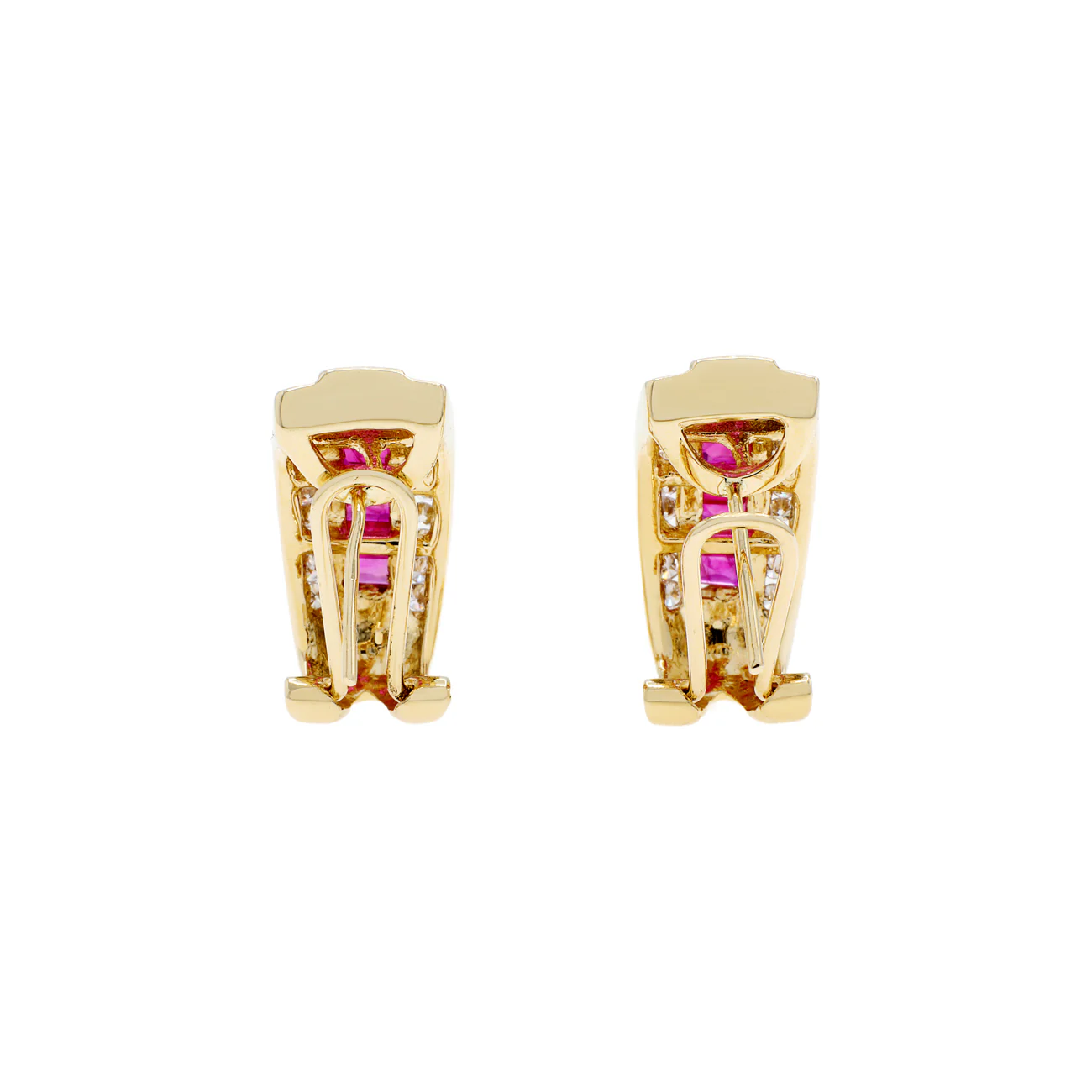 14K Yellow Gold 1.88 Carat Ruby & Diamond Earrings - Image 2