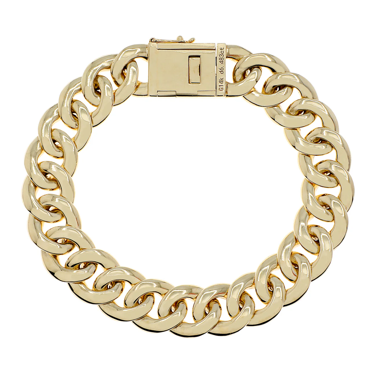 14K Yellow Gold 6.48 Carat Pave Curb Link Bracelet - Image 2