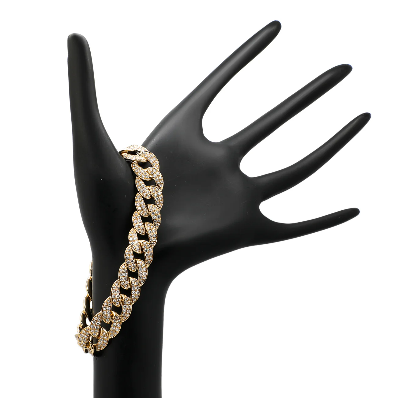 14K Yellow Gold 6.48 Carat Pave Curb Link Bracelet - Image 4