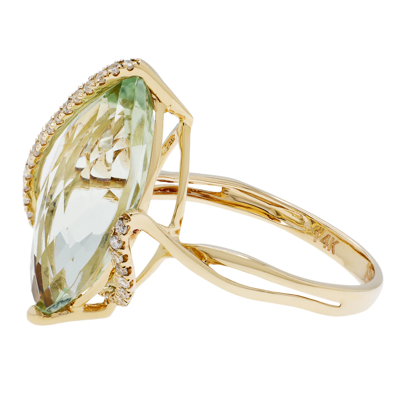 14K Yellow Gold 8.21 Carat Green Quartz Ring - Image 2