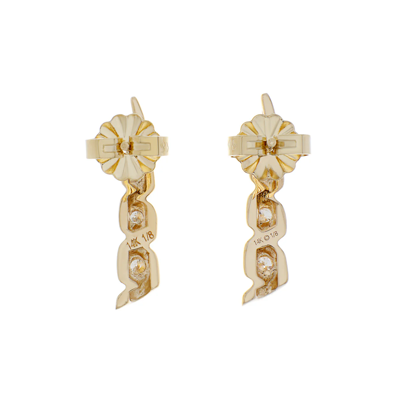 14K Yellow Gold Diamond Earrings - Image 2