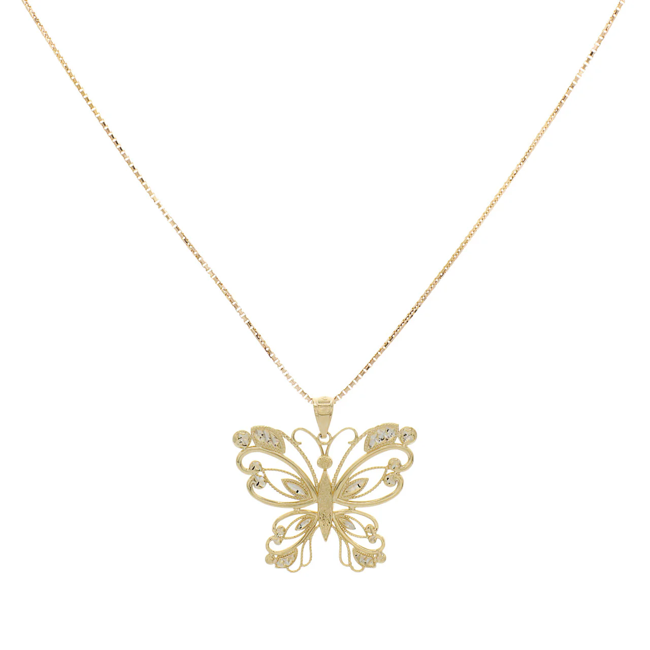 14K Yellow Gold Gold Butterfly Pendant Necklace