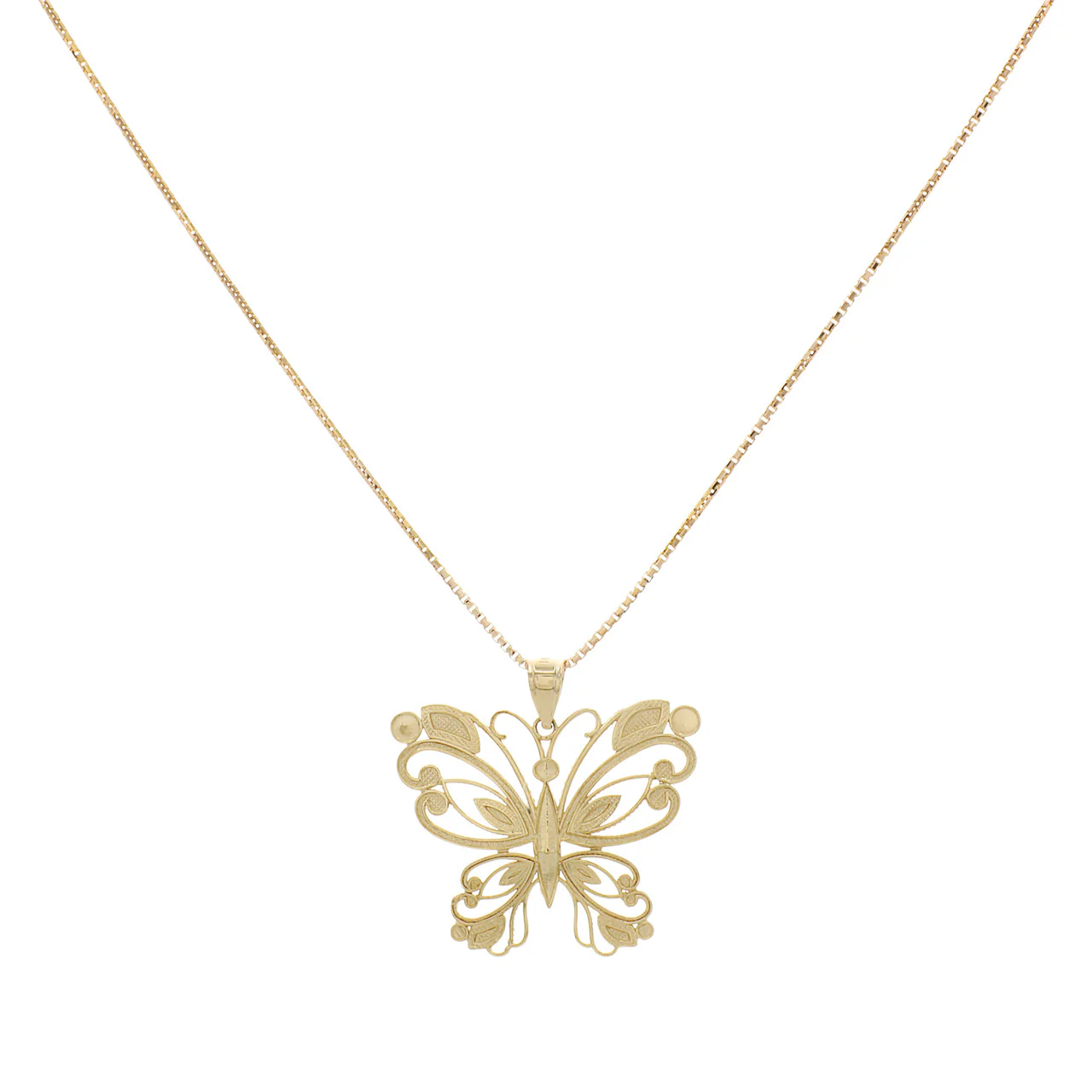 14K Yellow Gold Gold Butterfly Pendant Necklace - Image 2