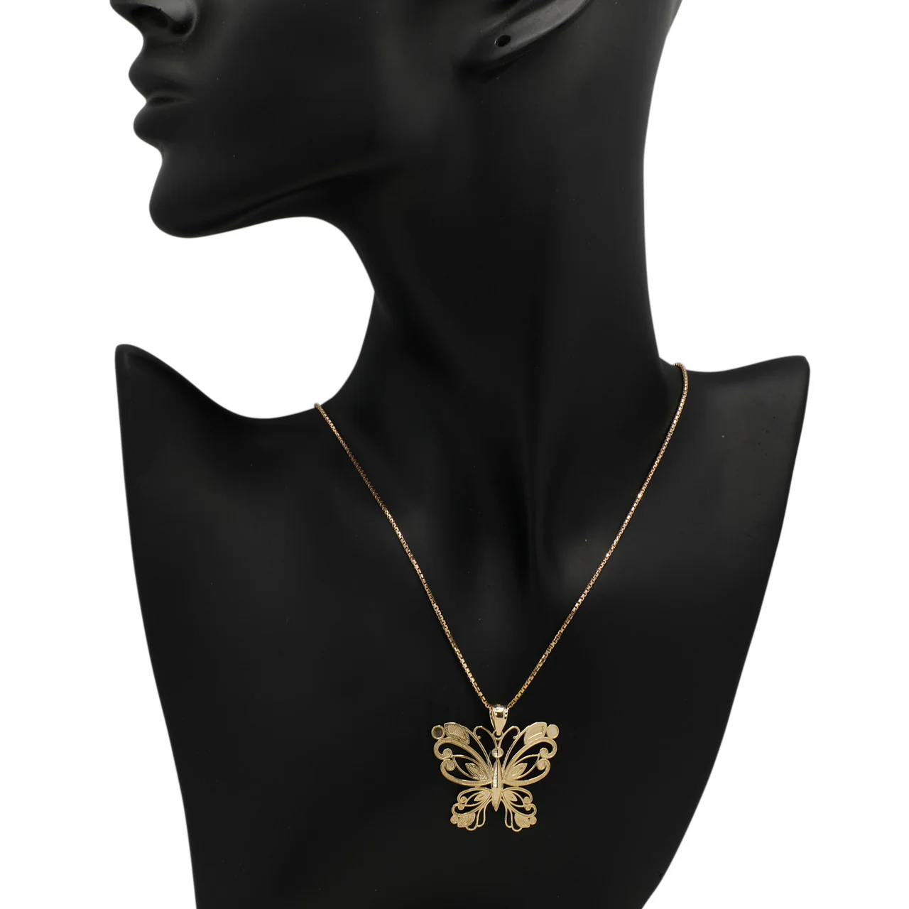 14K Yellow Gold Gold Butterfly Pendant Necklace - Image 3