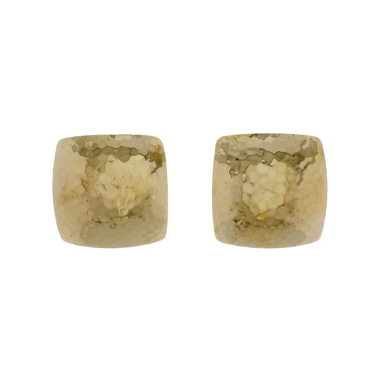 14K Yellow Gold Hammer Finished Earrings