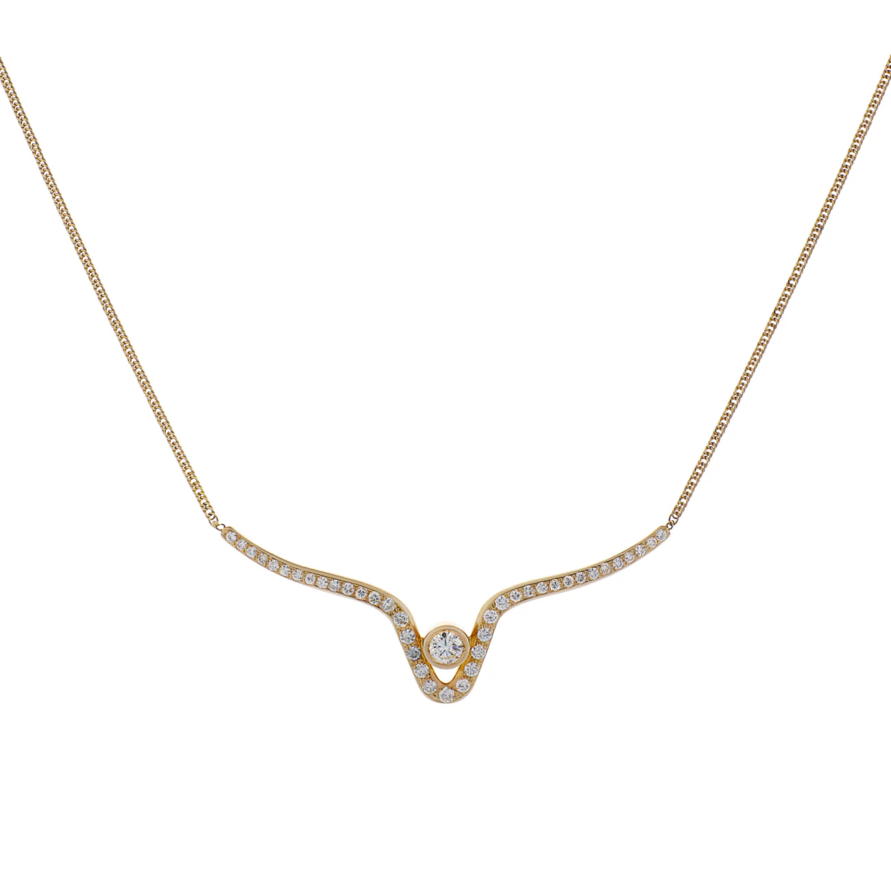 14K Yellow Gold Lavaliere 0.66 Carat Diamond Necklace