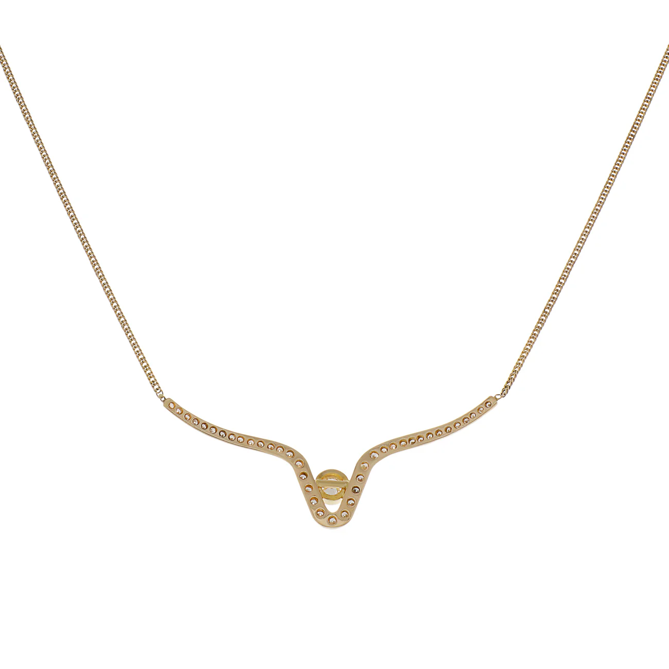 14K Yellow Gold Lavaliere 0.66 Carat Diamond Necklace - Image 2