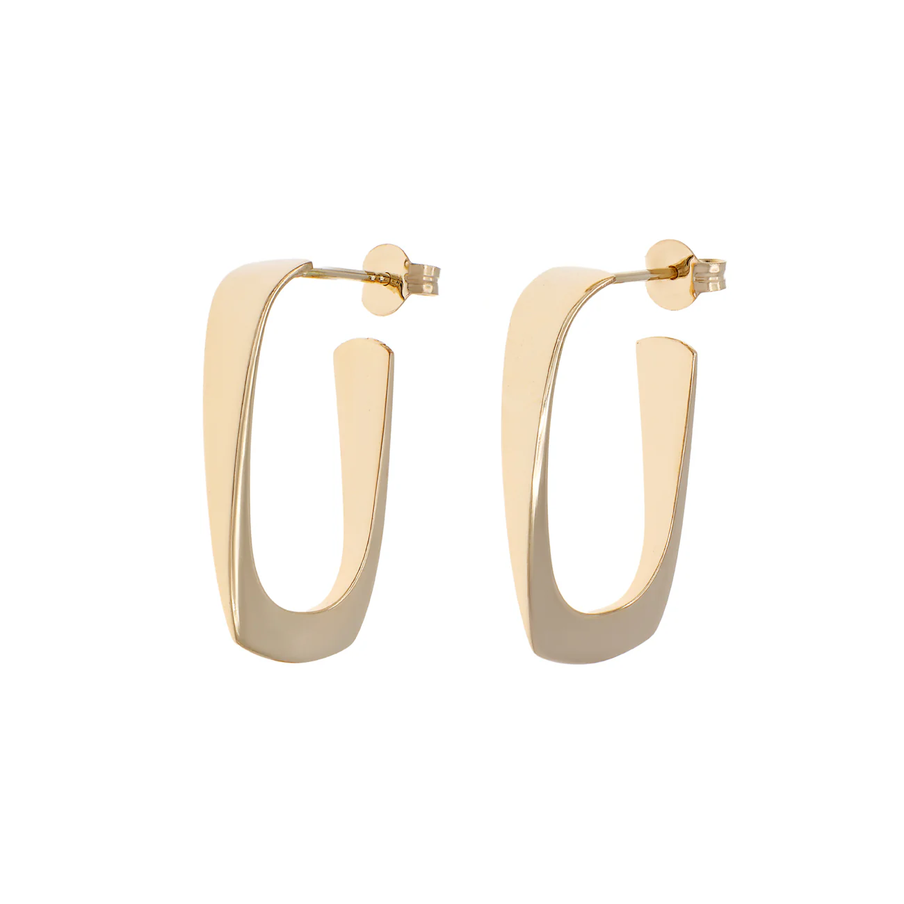 14K Yellow Gold Rectangular Hoop Earrings
