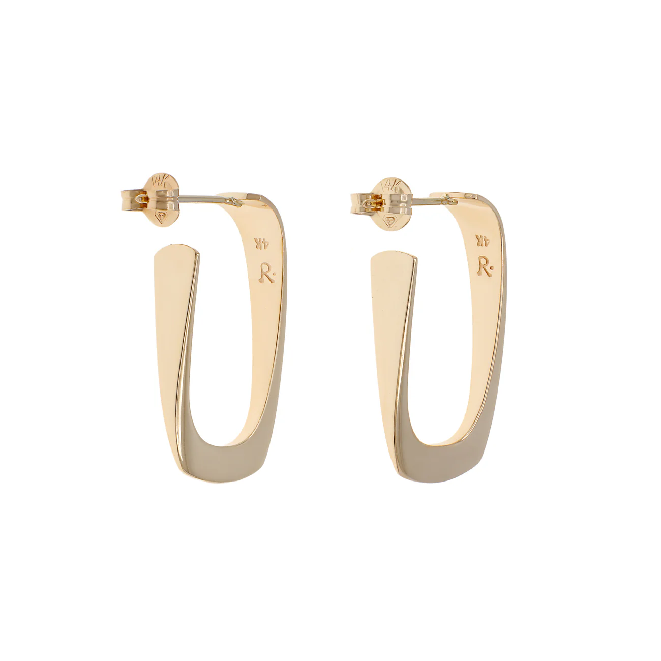 14K Yellow Gold Rectangular Hoop Earrings - Image 2