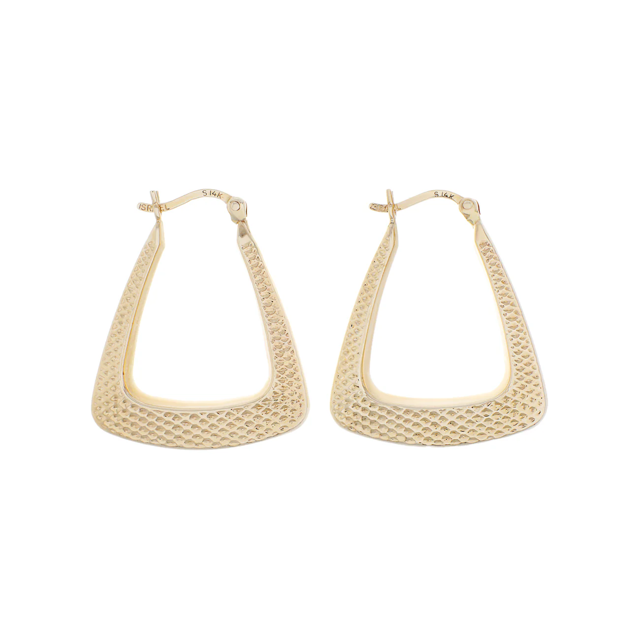 14K Yellow Gold Rectangular Hoop Earrings - Image 2