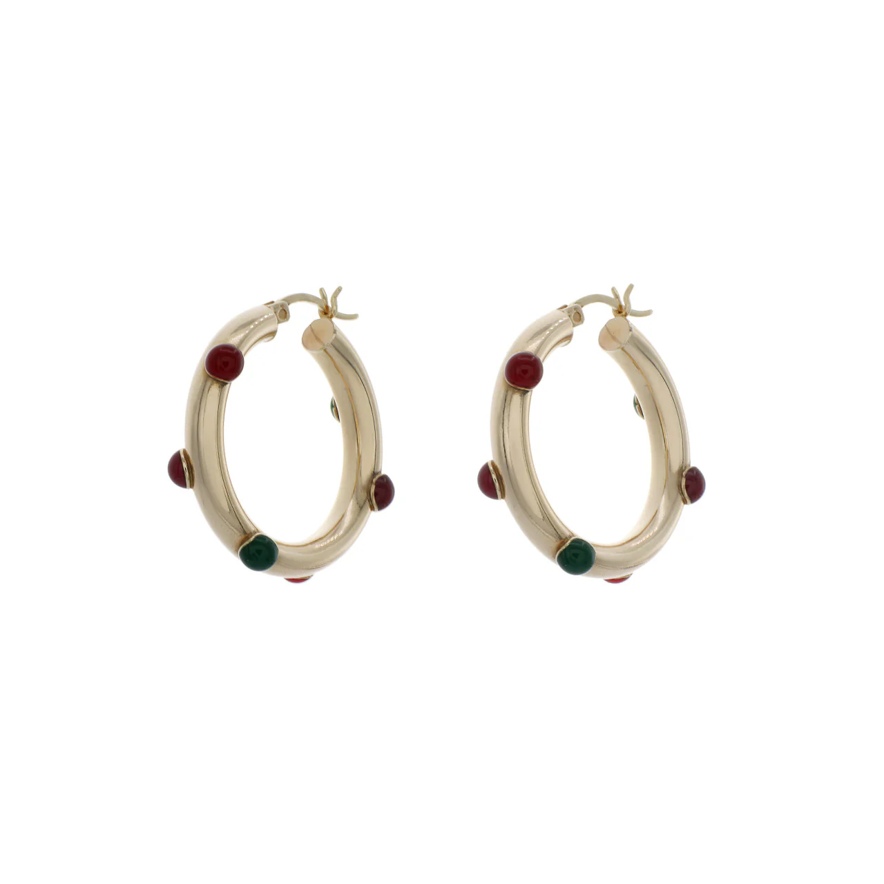 14K Yellow Gold Resin Hoop Earrings