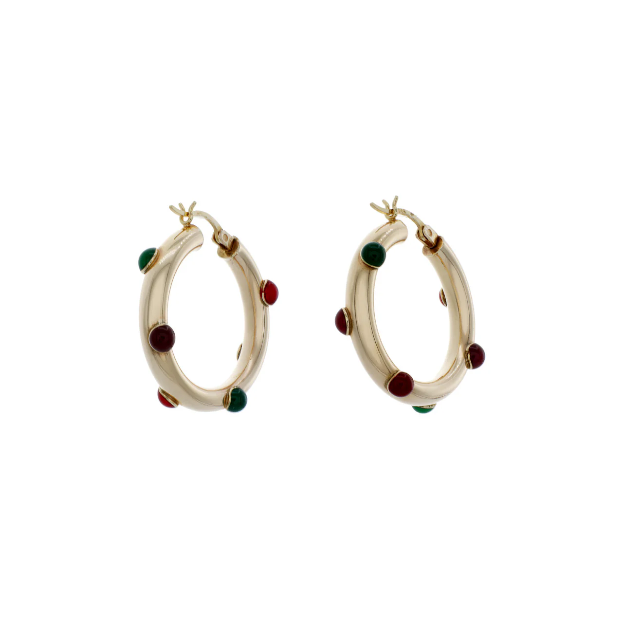 14K Yellow Gold Resin Hoop Earrings - Image 3