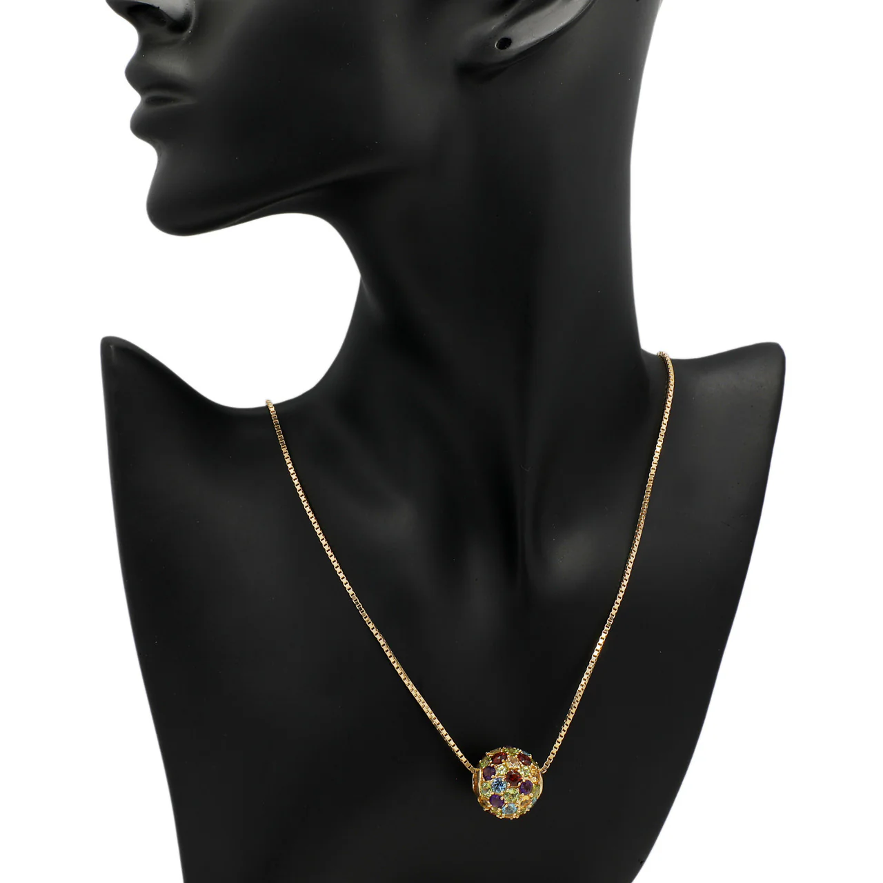 14K Yellow Gold Spherical Pendant Necklace - Image 3