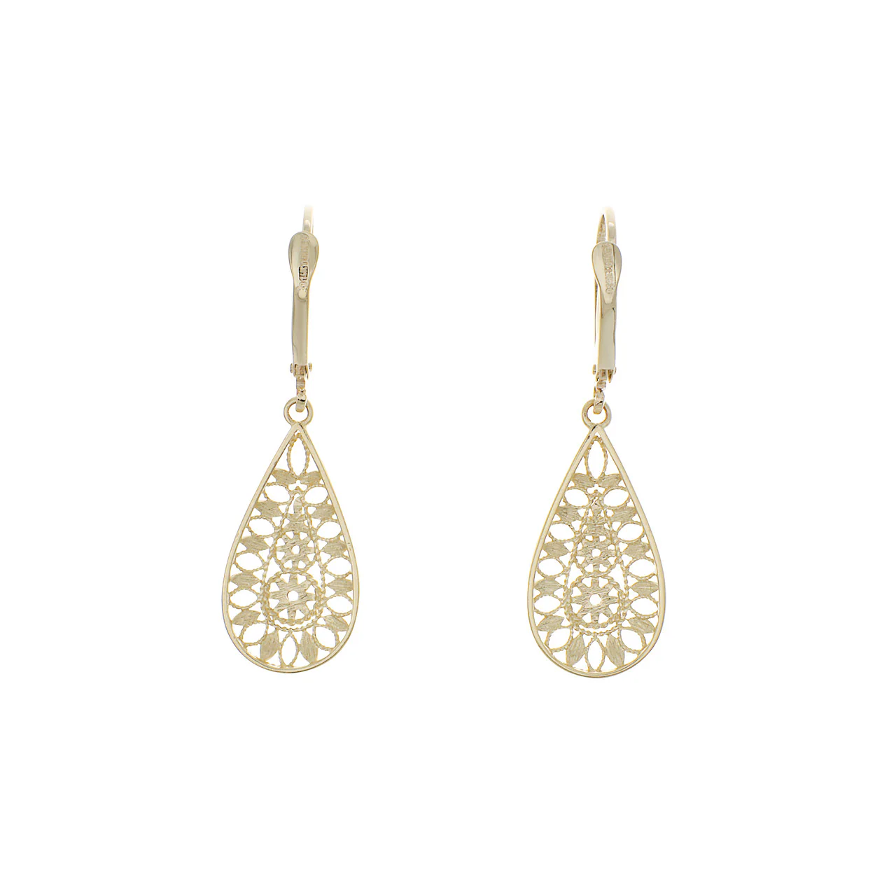 14K Yellow & White Gold Drop Earrings - Image 2