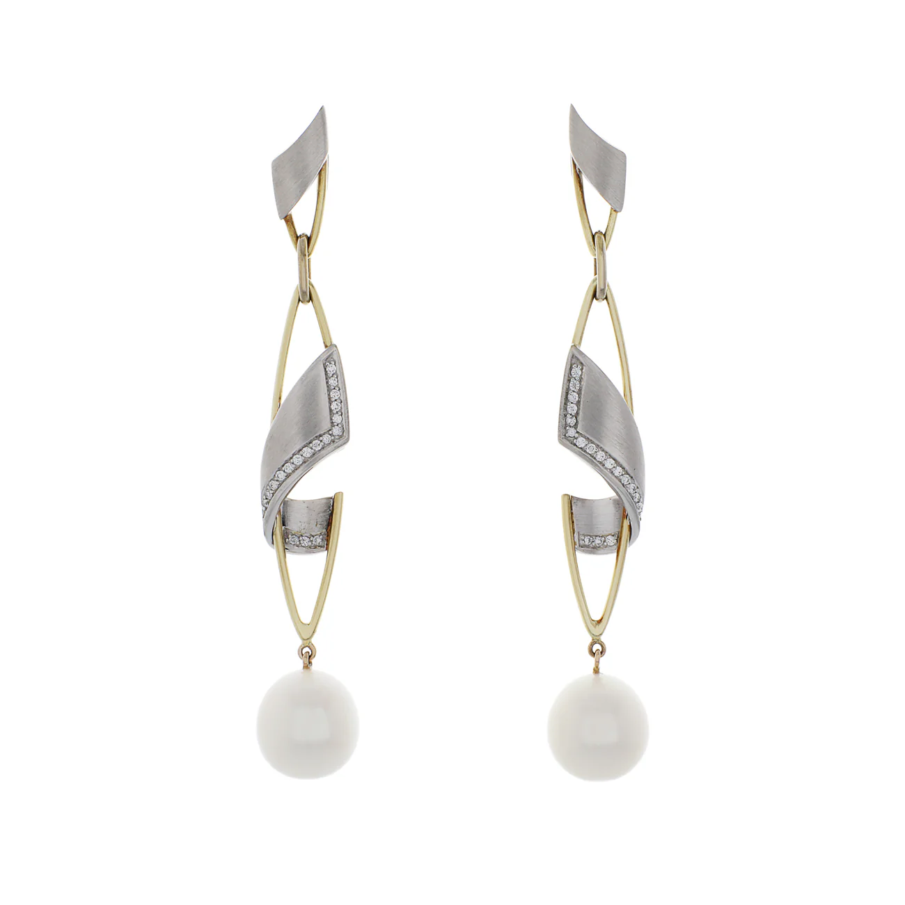 14K Yellow/White Gold South Sea Pearl Earrings