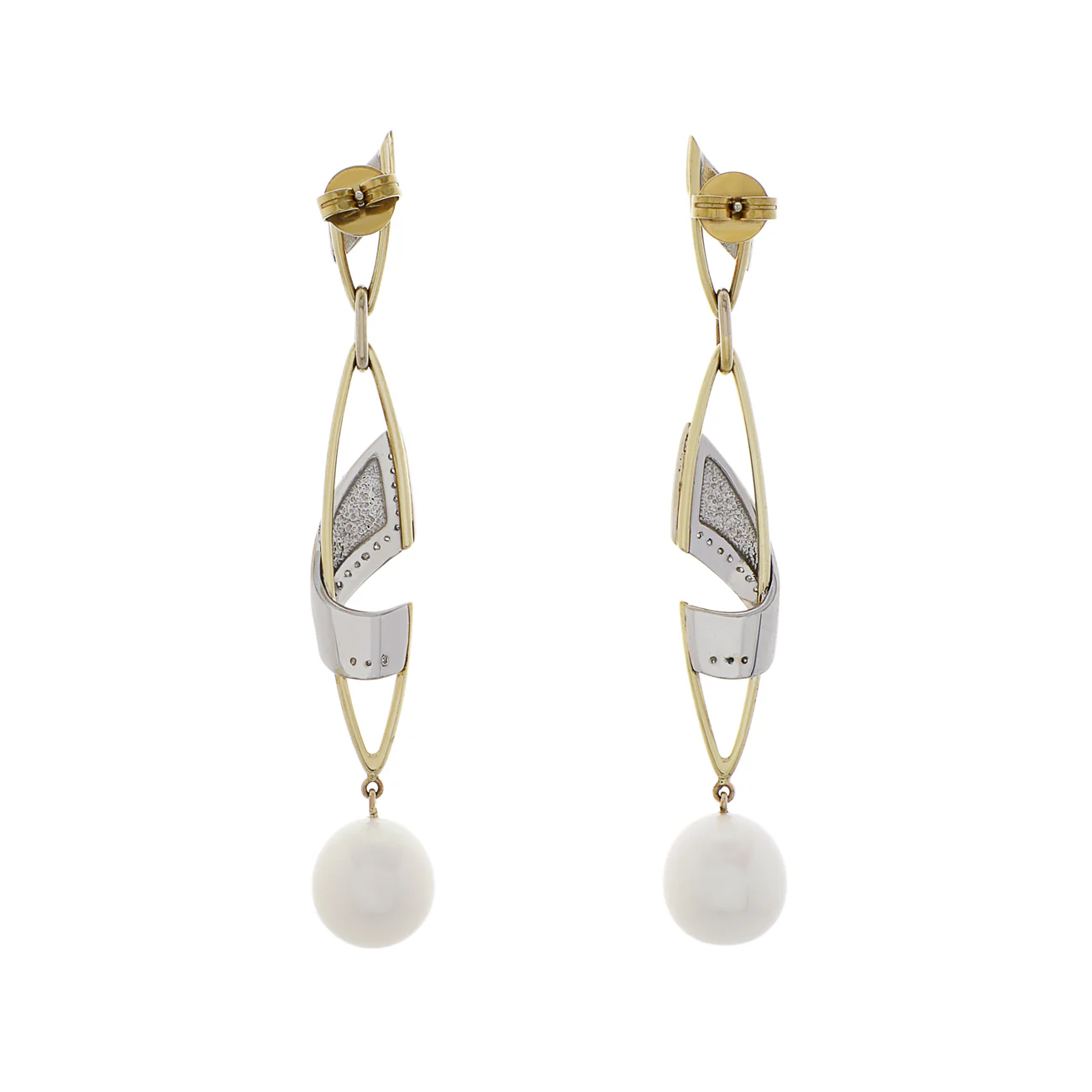 14K Yellow/White Gold South Sea Pearl Earrings - Image 2