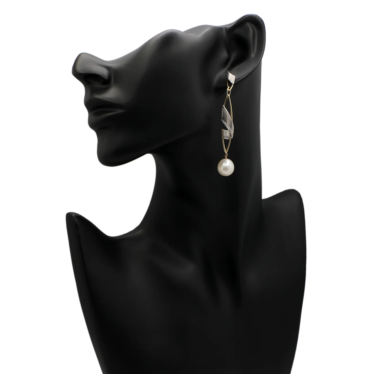 14K Yellow/White Gold South Sea Pearl Earrings - Image 3