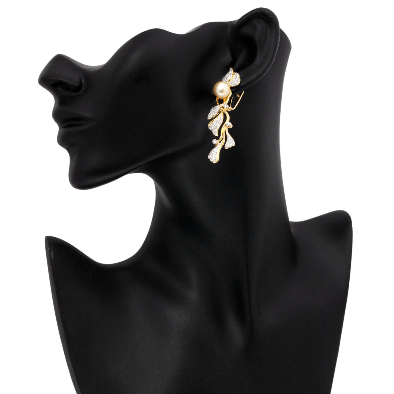 18K Gold Diamond South Sea Pearl Earrings - Image 4