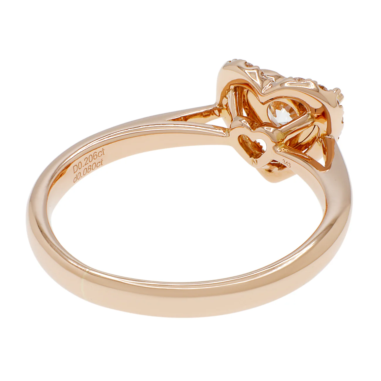 18K Rose Gold Diamond Heart Ring - Image 3