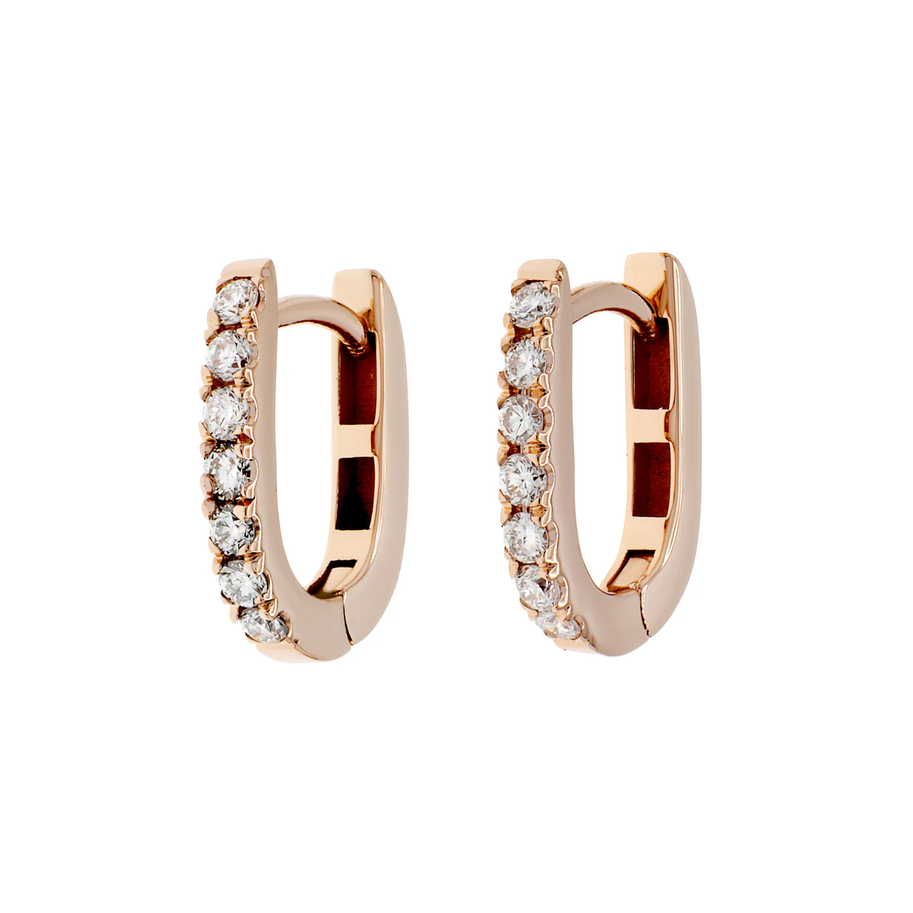 18K Rose Gold Diamond Huggie Earrings
