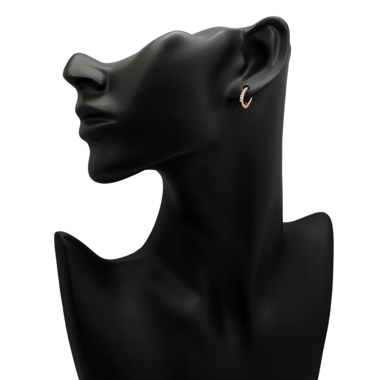 18K Rose Gold Diamond Huggie Earrings - Image 3