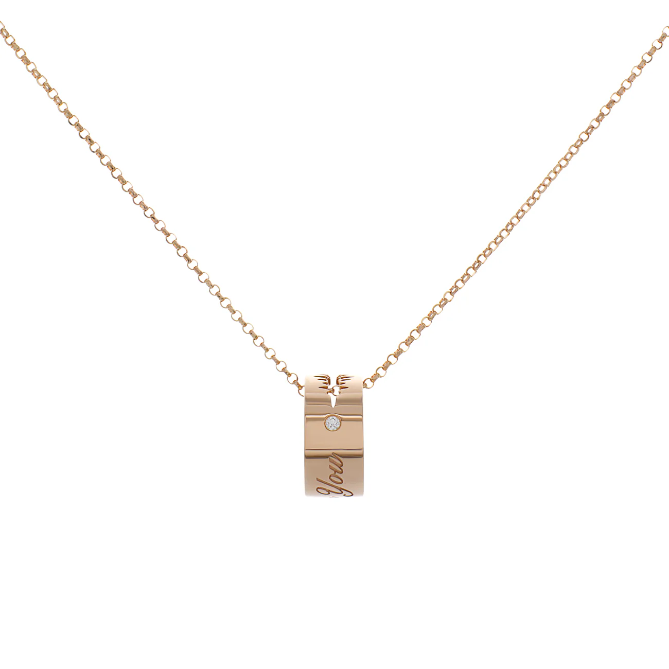 18K Rose Gold Diamond "I Love You" Charm Pendant