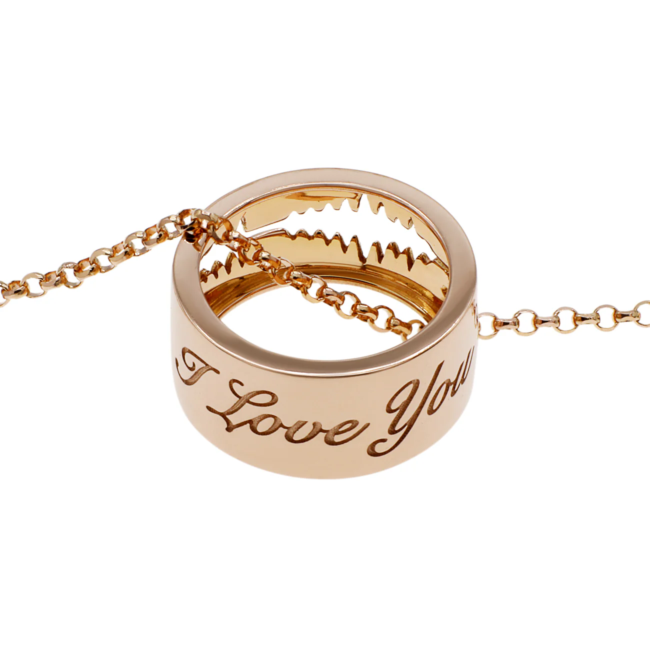 18K Rose Gold Diamond "I Love You" Charm Pendant - Image 3