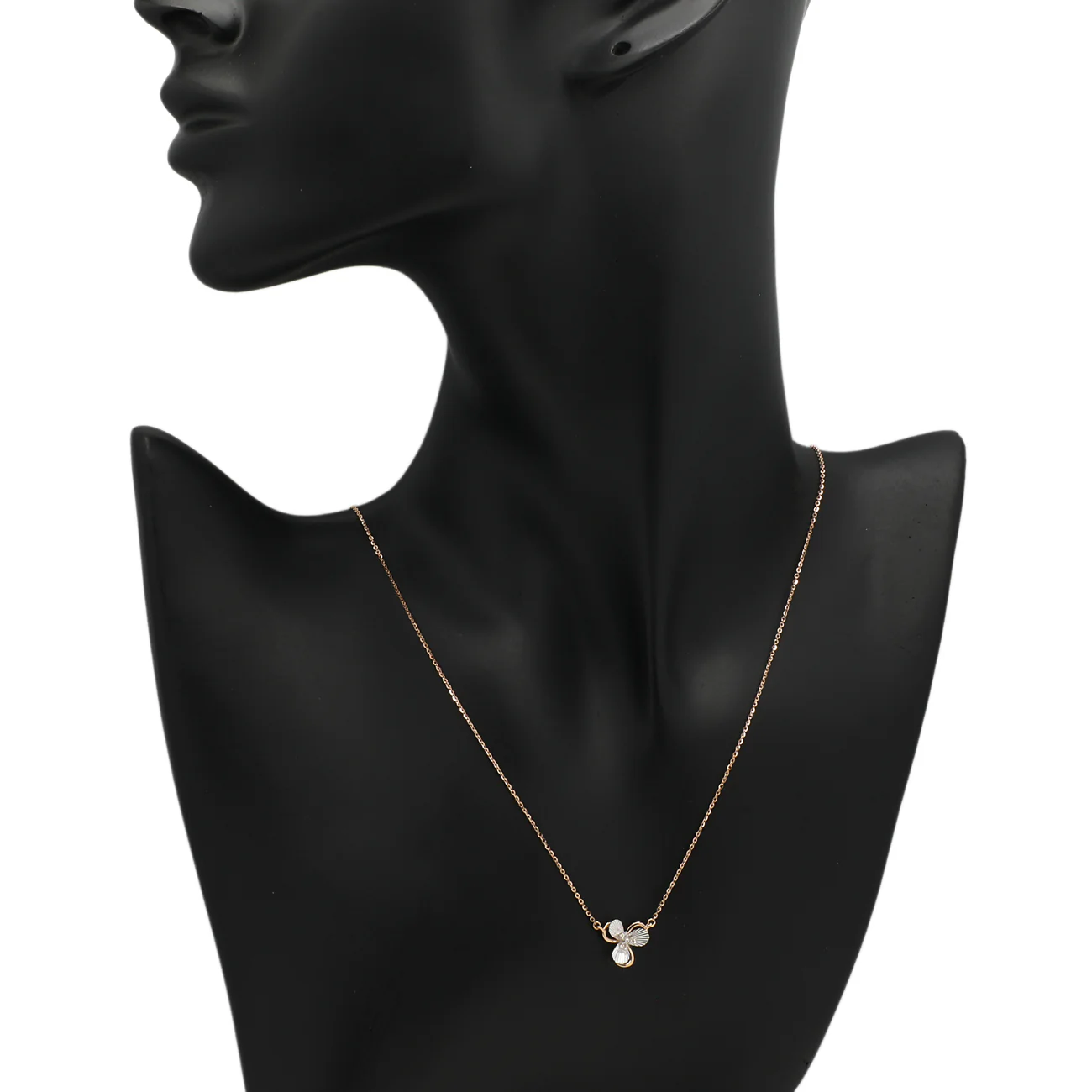 18K Rose/White Gold Diamond Petal Pendant - Image 3
