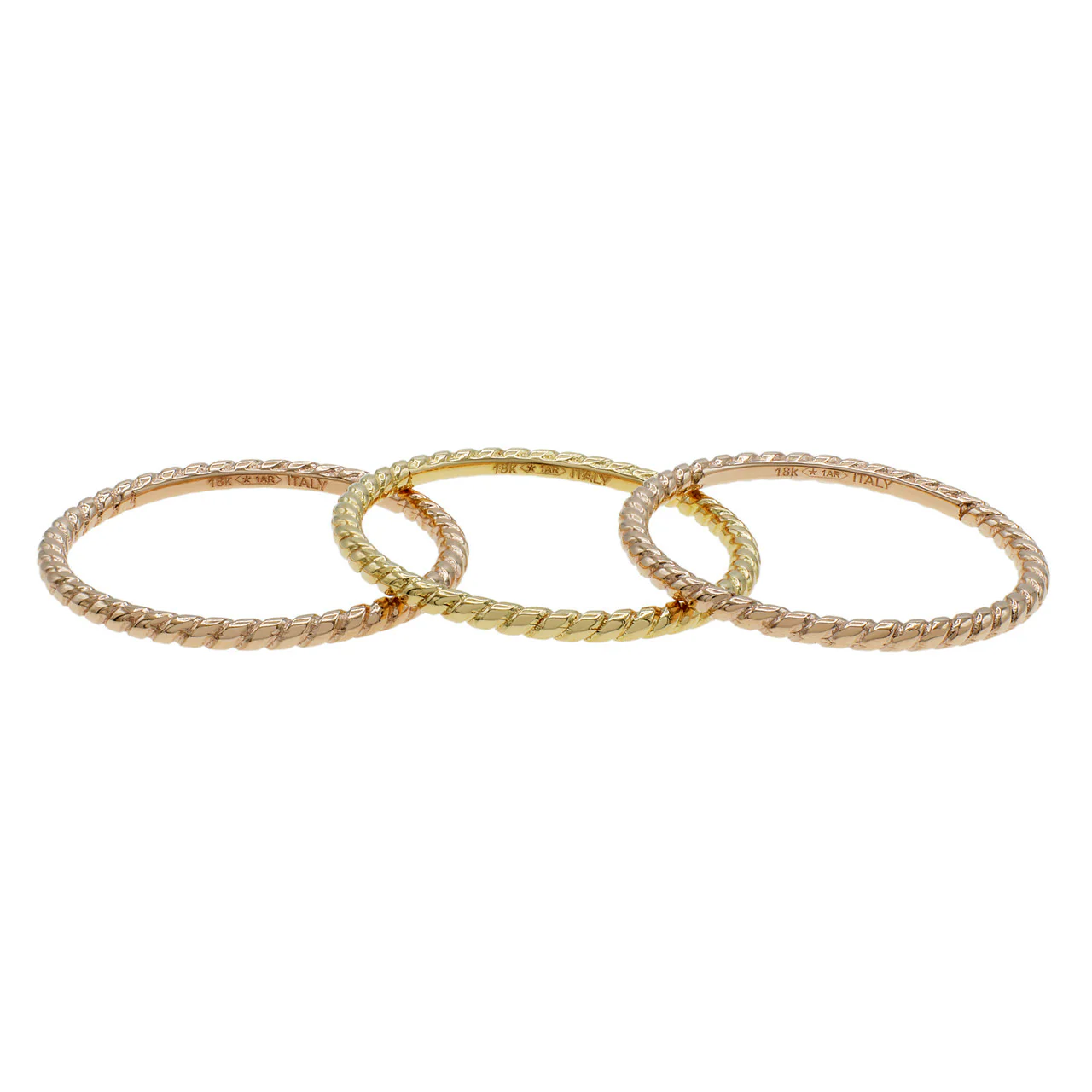 18K Rose/Yellow Gold Band Ring Set - Image 2