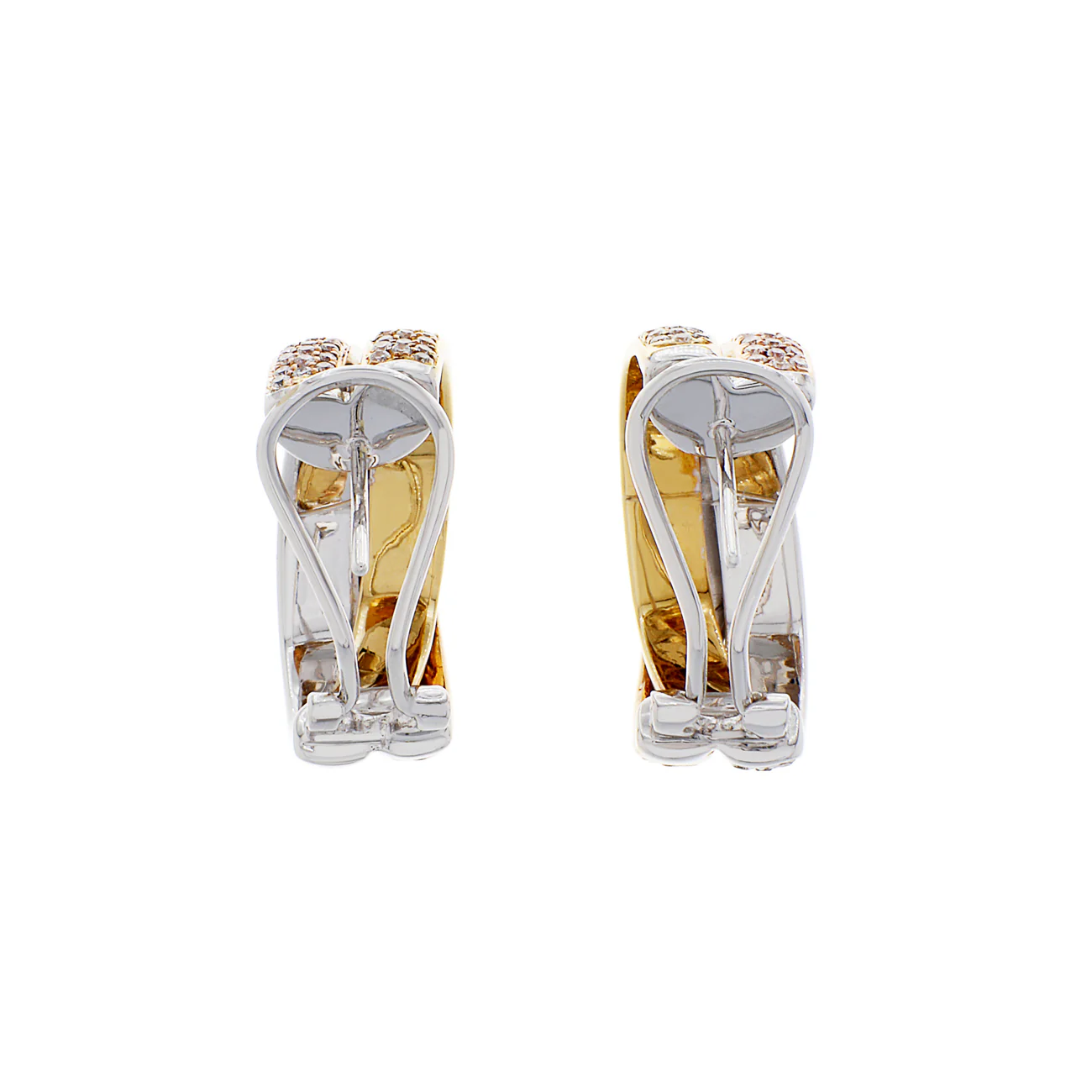 18K Tri Color Gold 2.03 Carat Diamond Demi Hoop Earrings - Image 2