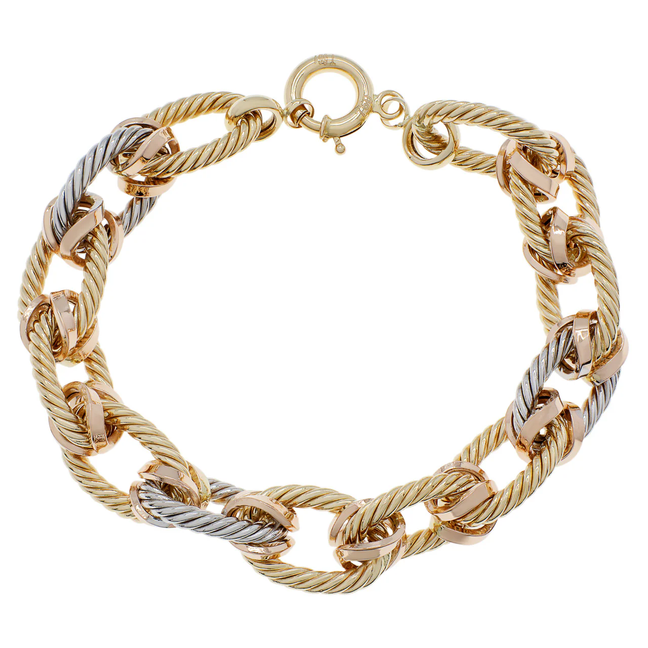 18K Tri-Tone Gold Link Bracelet