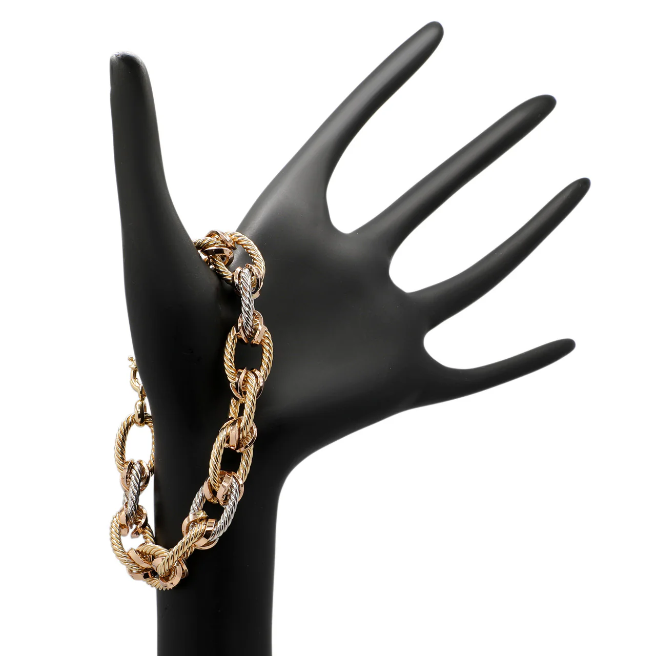18K Tri-Tone Gold Link Bracelet - Image 3