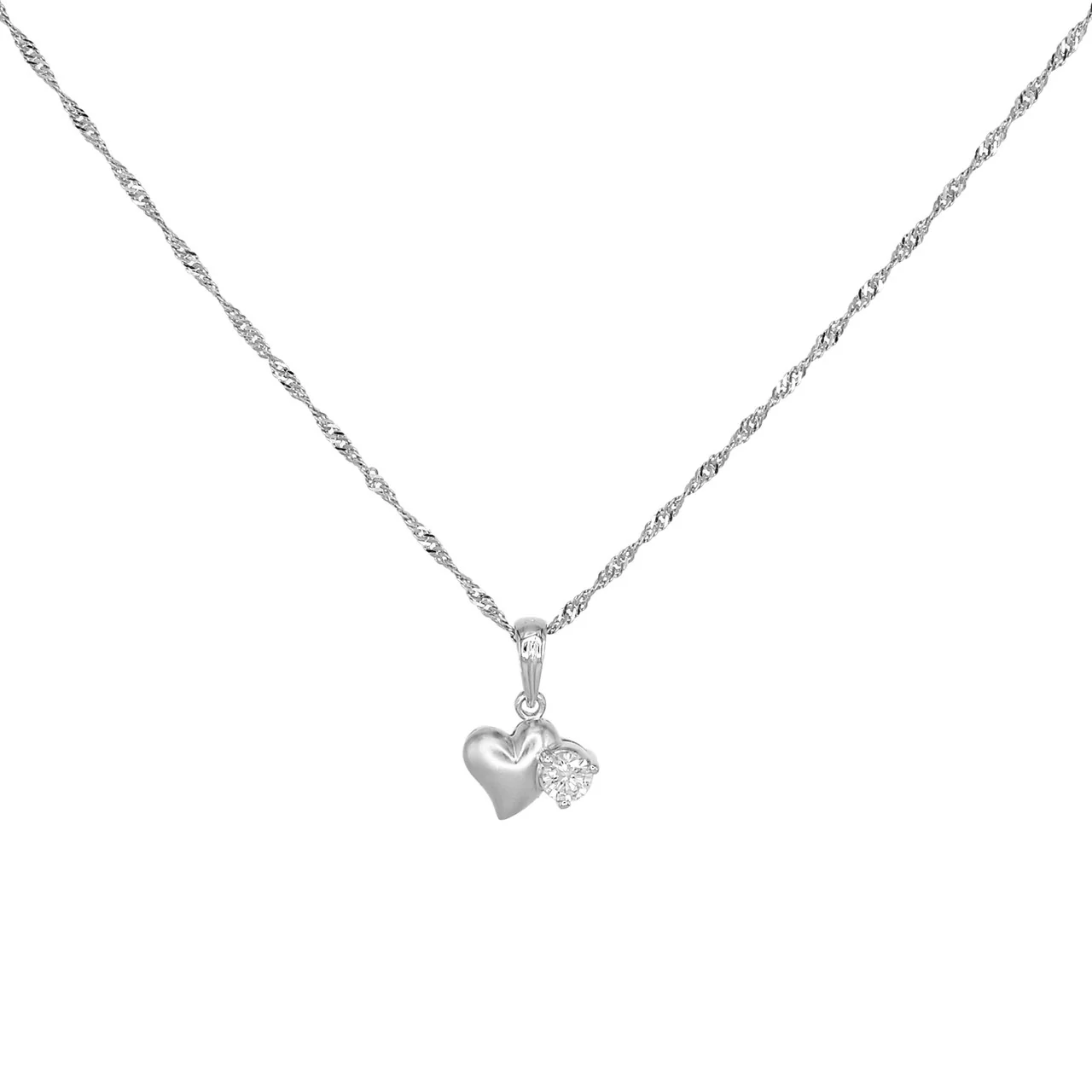 18K White Gold 0.16 Carat Diamond Heart Pendant