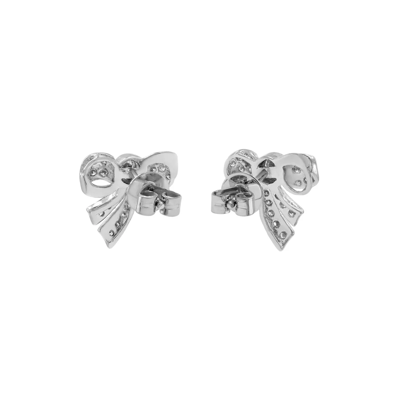18K White Gold 0.38 Carat Diamond Bow Earrings - Image 3