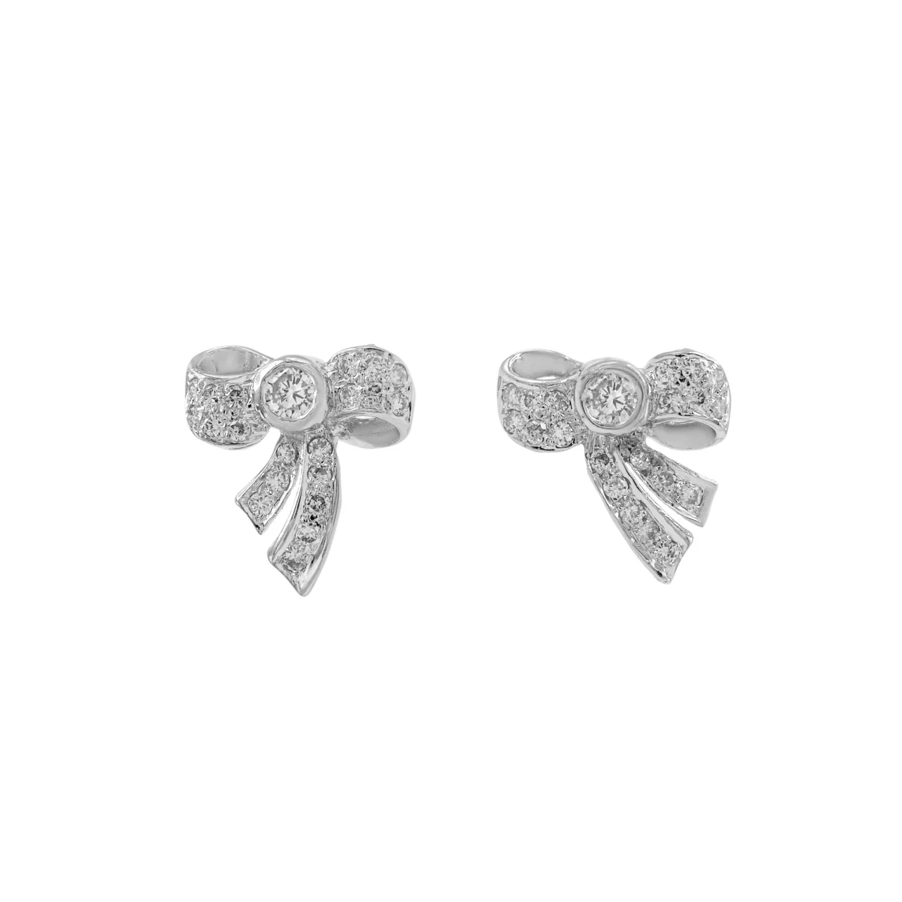 18K White Gold 0.38 Carat Diamond Bow Earrings - Image 5